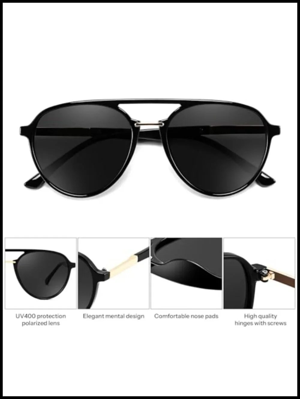 Retro Polarized Aviator Sunglasses UV400 Protection Pilot Shades